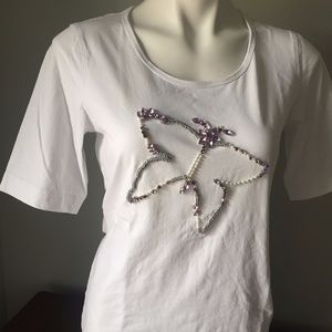 Size Med white cotton  bling shirt